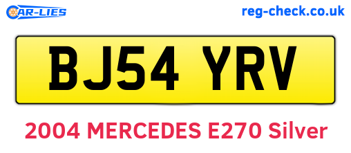 BJ54YRV are the vehicle registration plates.