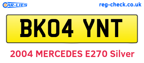BK04YNT are the vehicle registration plates.