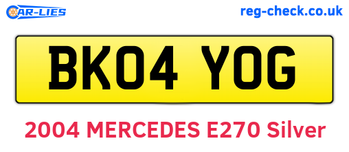 BK04YOG are the vehicle registration plates.
