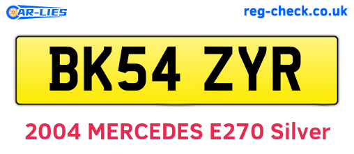 BK54ZYR are the vehicle registration plates.