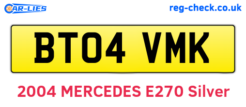 BT04VMK are the vehicle registration plates.