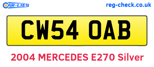 CW54OAB are the vehicle registration plates.