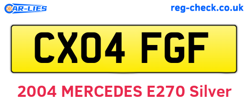 CX04FGF are the vehicle registration plates.