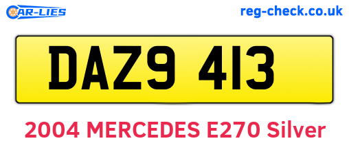 DAZ9413 are the vehicle registration plates.