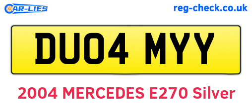 DU04MYY are the vehicle registration plates.
