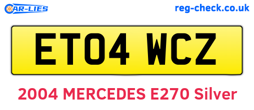 ET04WCZ are the vehicle registration plates.