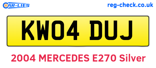 KW04DUJ are the vehicle registration plates.