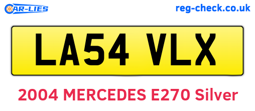 LA54VLX are the vehicle registration plates.