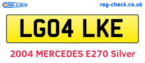 LG04LKE are the vehicle registration plates.