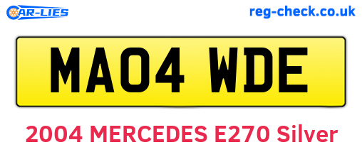 MA04WDE are the vehicle registration plates.