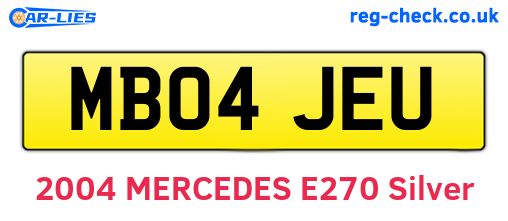 MB04JEU are the vehicle registration plates.
