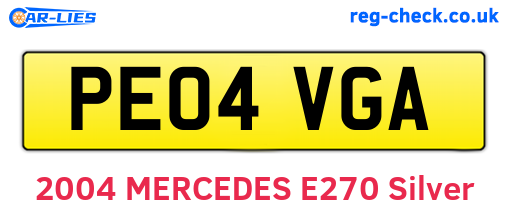 PE04VGA are the vehicle registration plates.