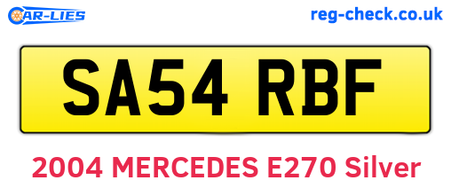 SA54RBF are the vehicle registration plates.