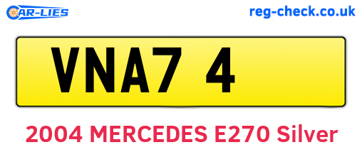 VNA74 are the vehicle registration plates.