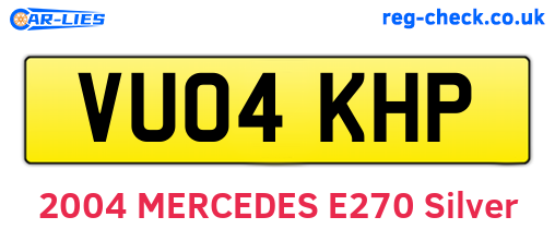 VU04KHP are the vehicle registration plates.