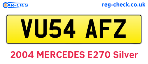 VU54AFZ are the vehicle registration plates.