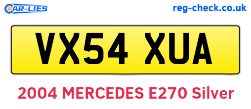 VX54XUA are the vehicle registration plates.