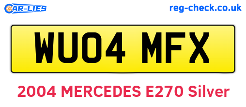 WU04MFX are the vehicle registration plates.