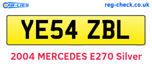 YE54ZBL are the vehicle registration plates.
