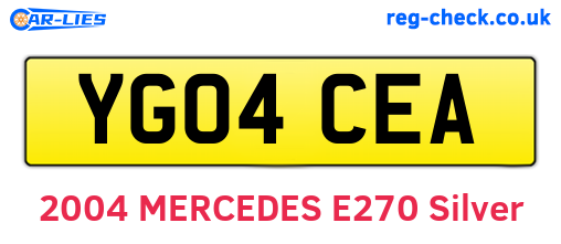 YG04CEA are the vehicle registration plates.