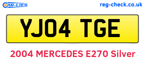YJ04TGE are the vehicle registration plates.