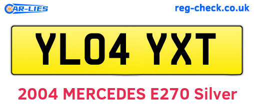 YL04YXT are the vehicle registration plates.