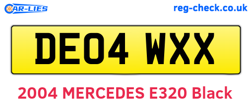 DE04WXX are the vehicle registration plates.