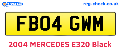 FB04GWM are the vehicle registration plates.
