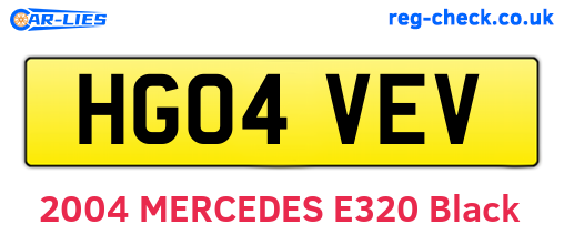 HG04VEV are the vehicle registration plates.
