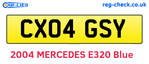 CX04GSY are the vehicle registration plates.