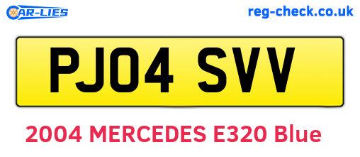 PJ04SVV are the vehicle registration plates.
