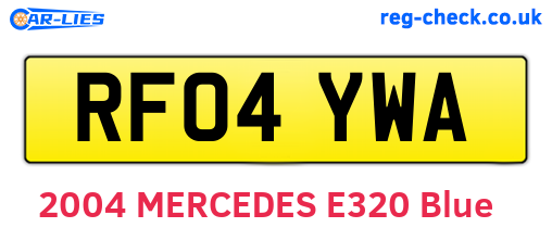RF04YWA are the vehicle registration plates.