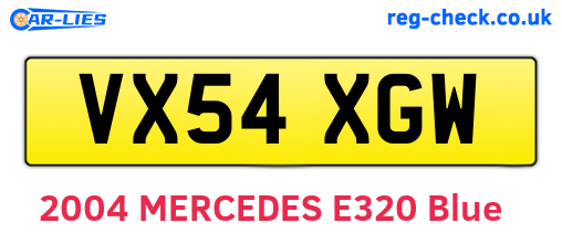 VX54XGW are the vehicle registration plates.