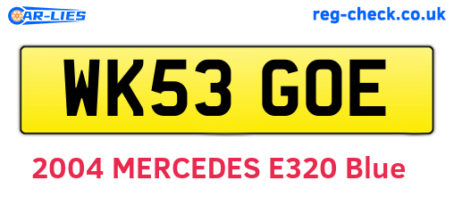 WK53GOE are the vehicle registration plates.