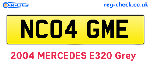 NC04GME are the vehicle registration plates.