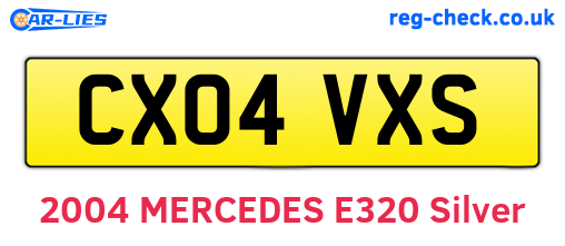 CX04VXS are the vehicle registration plates.