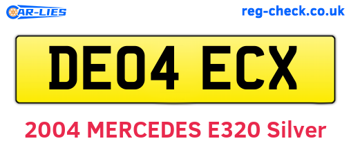 DE04ECX are the vehicle registration plates.