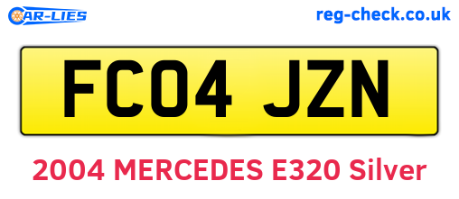 FC04JZN are the vehicle registration plates.