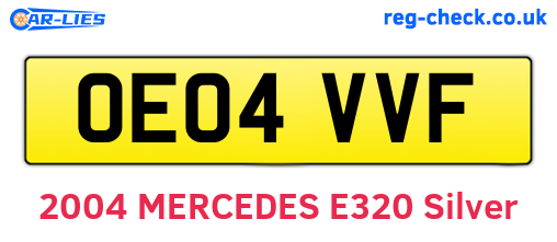 OE04VVF are the vehicle registration plates.