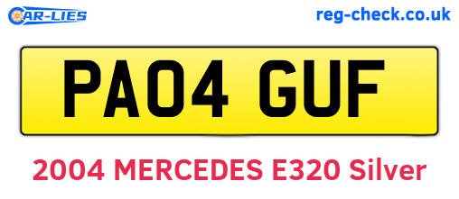 PA04GUF are the vehicle registration plates.