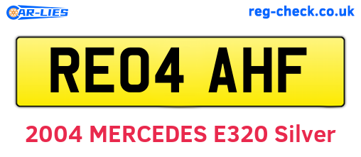 RE04AHF are the vehicle registration plates.