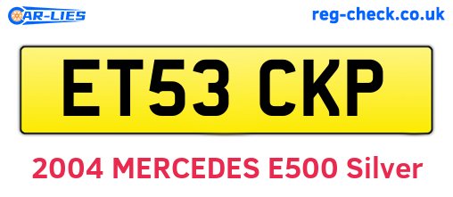 ET53CKP are the vehicle registration plates.