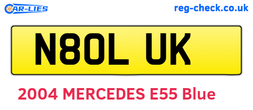 N80LUK are the vehicle registration plates.
