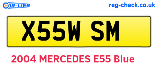 X55WSM are the vehicle registration plates.