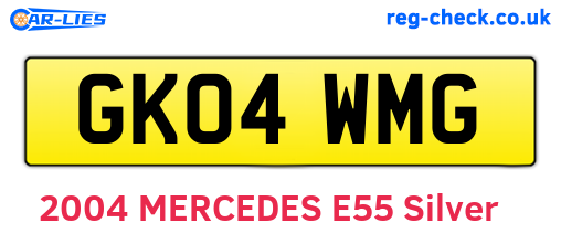 GK04WMG are the vehicle registration plates.
