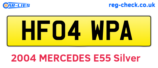 HF04WPA are the vehicle registration plates.
