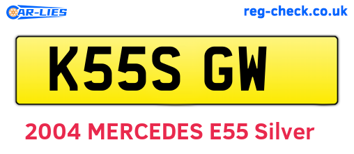 K55SGW are the vehicle registration plates.
