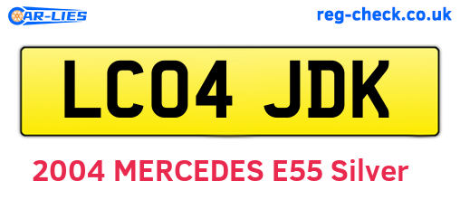 LC04JDK are the vehicle registration plates.