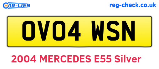 OV04WSN are the vehicle registration plates.