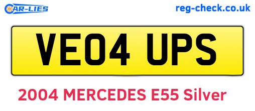 VE04UPS are the vehicle registration plates.